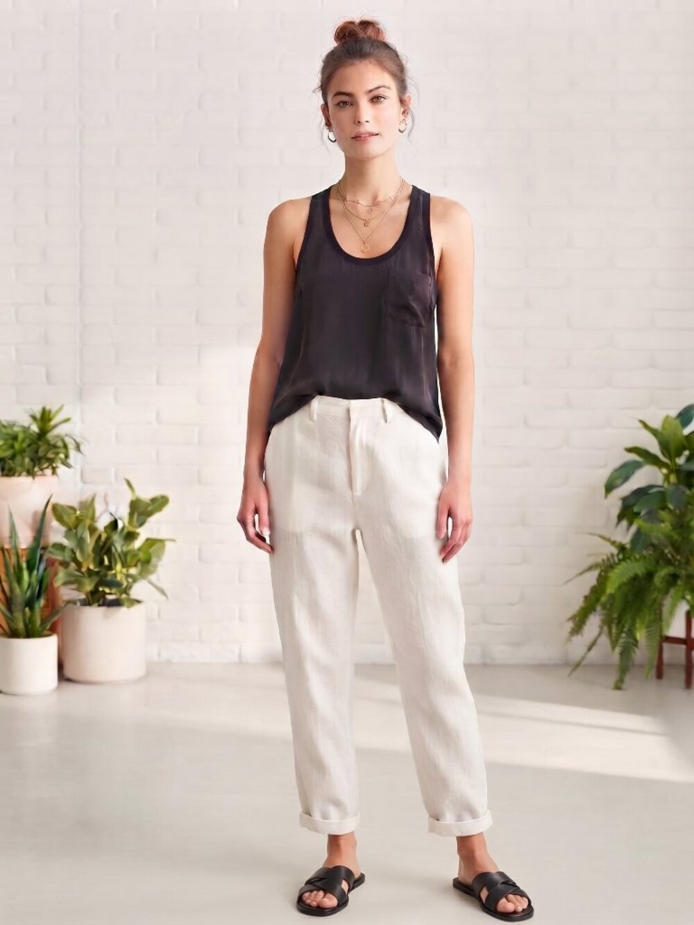 Joie 100% Silk Black Racerback Tank Top- L- MSRP $128+